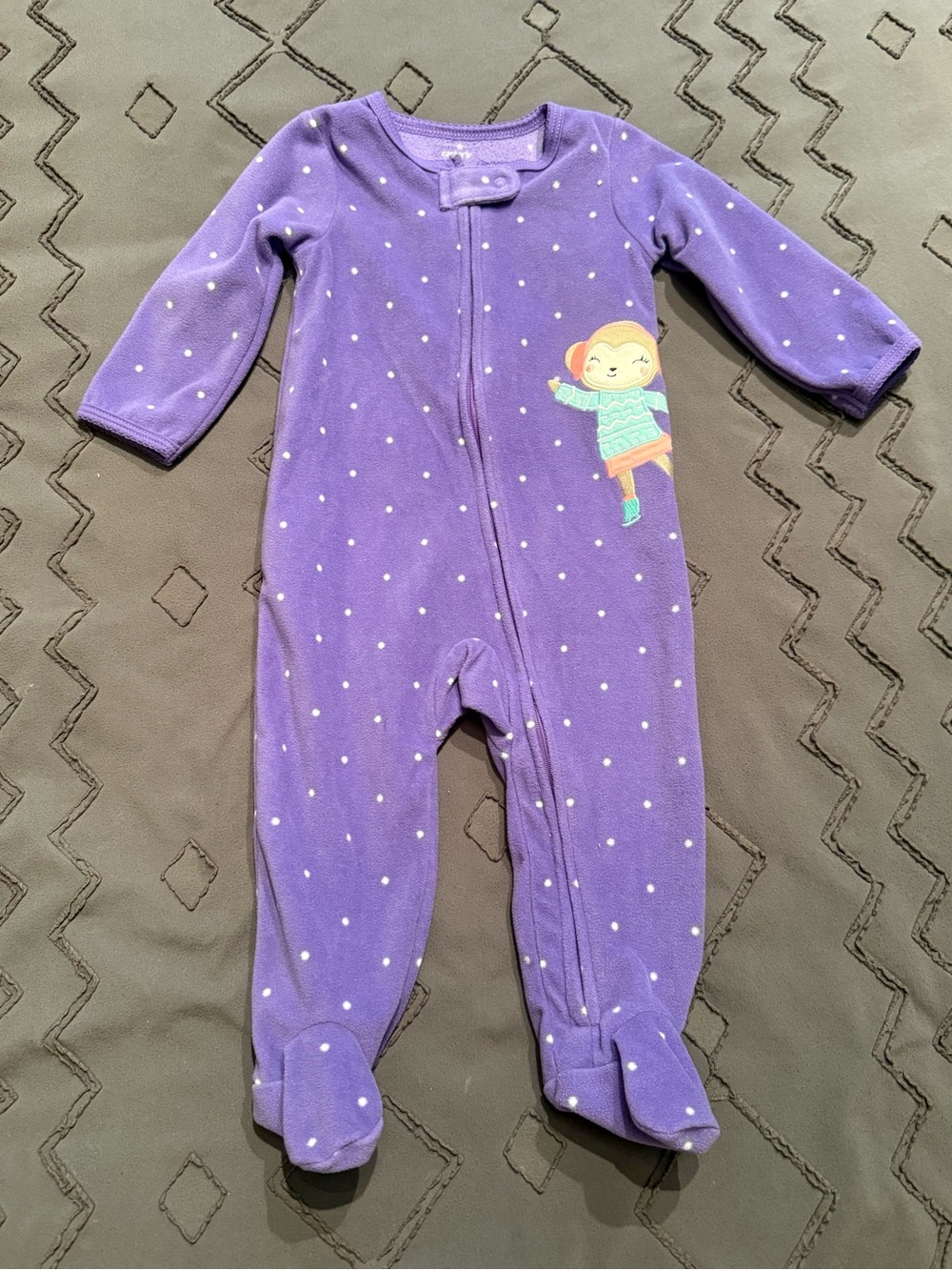 Carter's Purple Polka Dot Footed Pajamas with Character Applique